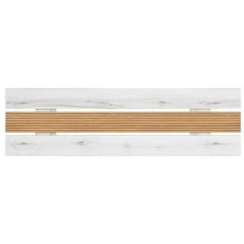 Cabecero de Cama de Matrimonio Estilo Nórdico Blanco Albo y Roble Rayado 160 cm