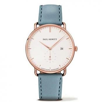 Reloj Paul Hewitt Hombre Analógico Cuarzo con Correa de Piel PH-TGA-R-W-23S, Diámetro 42 mm