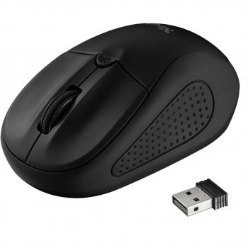 Ratón Inalámbrico Trust Primo, Óptico 1600DPI, Color Negro Mate, Alcance de 8M, Apto para Diestros y Zurdos con Micro Receptor USB