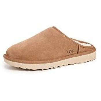 UGG Men's Classic Slip-On Suede Slippers - Chestnut Brown - Size 12 US / 45 EU