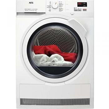AEG T7DBK841Z Secadora con Bomba de Calor de Libre Instalación, 8 Kg, Serie 7000, Motor Inverter, 8 Ciclos de Secado, Inicio diferido, Display LCD, Blanca, A++