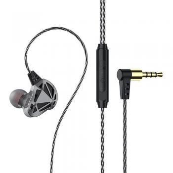 Auriculares QKZ AK7 con cable de 3,5mm, HiFi estéreo de doble unidad y micrófono para juegos y deportes