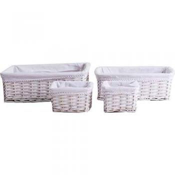 Desconocido B and B Mimbre, Blanco, 46 x 31 x 16 cm, Juego de 4
