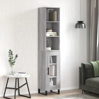 Aparador alto de madera multicapa gris Sonoma 34,5x34x180 cm