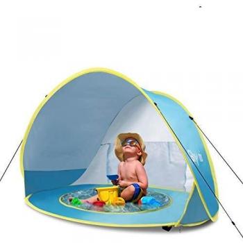 Glymnis Tienda Playa Bebe Pop up Tienda de Bebé con Piscina para Infantil Carpa Plegable Portátil Protección Sol Anti UV 50+ Ventilación 120 * 80 * 70cm