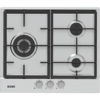 Svan SGW3600X Encimera de Gas Inoxidable 3 Fuegos 6750W 59 cm