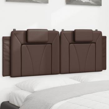 Cabecero de cama acolchado cuero sintético marrón 140 cm vidaXL