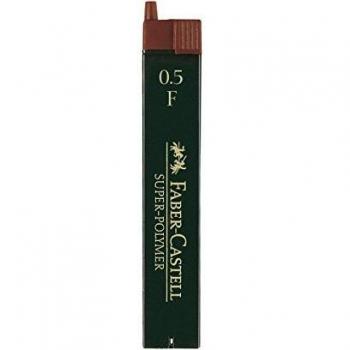 Minas Finas Super-Polymer 0,5 mm Dureza F Pack de 12 Faber-Castell Negro