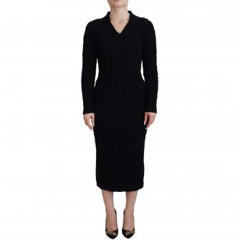 Dolce & Gabbana Black Wool Knitted Sheath Sweater Dress - IT40|S, Female, Size: XS
