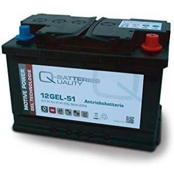 Q-Batteries Batería de accionamiento 12GEL-51, 12 V, 52 Ah