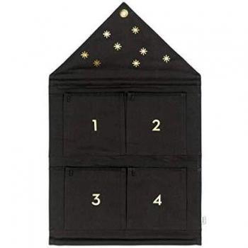 Ferm Living Calendario de Adviento de Navidad, algodón, Verde Oscuro, 50 cm