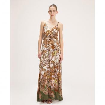 Vestido Largo de Jacquard con Estampado de Cachemir