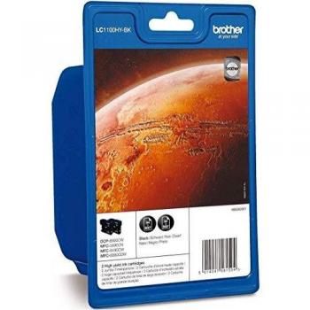 Brother LC1100HYBKBP2DR Pack de 2 Cartuchos de Tinta Original, Negro (Alta Capacidad)