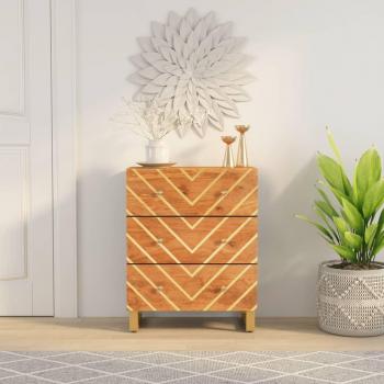 Mueble auxiliar de madera maciza de mango en color marrón/negro, dimensiones 60x33,5x75 cm