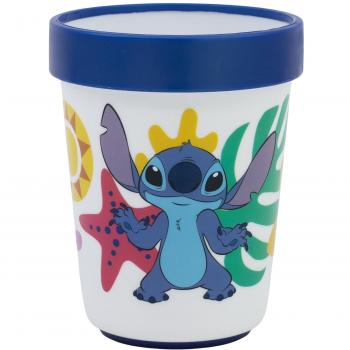Vaso Infantil Reutilizable Bicolor con Base Antideslizante de 260 ml de Stitch