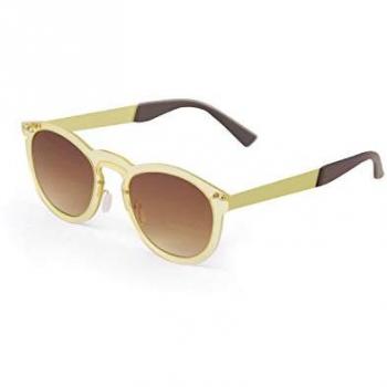 Gafas de sol Ocean unisex Ibiza con lente transparente marrón degradada, montura transparente amarilla y patilla dorada metálica