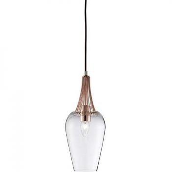 Lámpara colgante de diseño Whisk Cobre 1 bombilla 105cm con pantalla de vidrio transparente E27