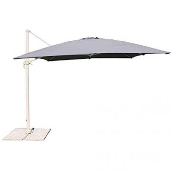 Sombrilla de jardín parasol 3x4 gris modelo Mercurio con palo lateral, ideal para exterior en restaurantes, gelaterías, bares y hoteles