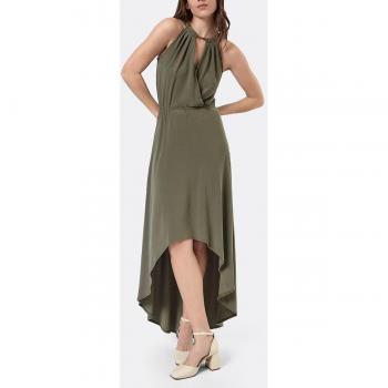 Vestido asimétrico cola punto circular kaki