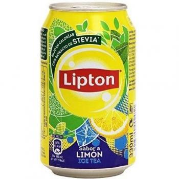 Lipton Ice Tea Bebida Refrescante de Té con Sabor a Limón, Azúcares y Edulcorante - Pack de 8 Latas de 330 ml cada una