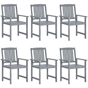 Solid Acacia Wood Garden Chairs Set (6 pcs) - Grey