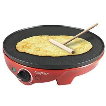 Beper BT.700Y Crepera eléctrica, 1300 W, 0.4 litros, 0.02 Decibeles, Aluminum, Rojo y negro, 34 x 10 x 32.5 cm
