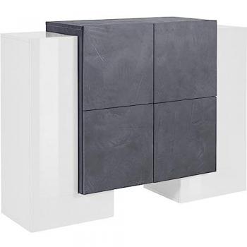 Aparador 6 puertas Pillon Vaux Ardesia diseño contemporáneo en blanco y gris