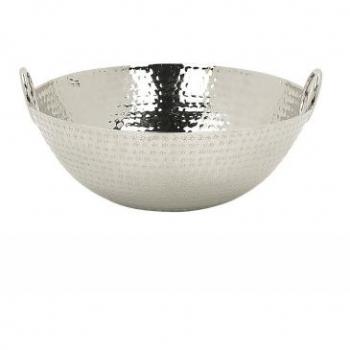 Cuenco Decorativo Moderno Glamour Plateado de Metal Redondo con Asas Shibah