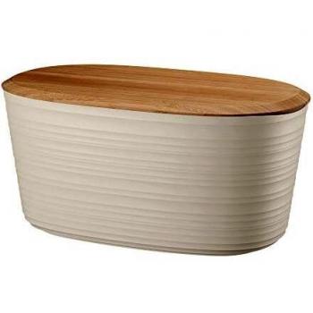 Caja de Pan Guzzini con Tapa y Tabla de Cortar, Arcilla Gris, Poliéster Reciclado, Bambú Marrón