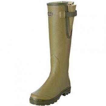 Le Chameau Women's Vierzon Olive Green Jersey Lined Rubber Boots Size 41