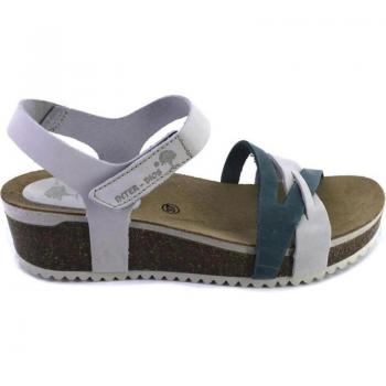 Sandalias de mujer INTERBIOS 5803 NOBUK con velcro gris y azul