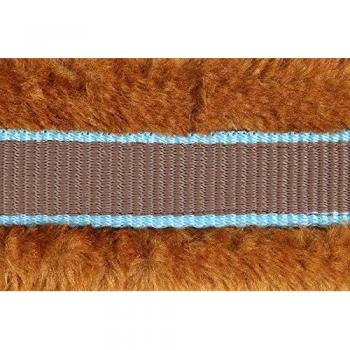 PFIFF Halfter mit Kunstfell unterlegt, braun/hellblau, Warmblut/Full, 100751-80-Full
