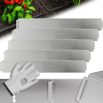 Set de 10 Bordes para Jardín en Metal Plateado, 10m x 14cm