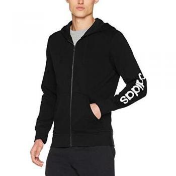 adidas Essentials men's hooded jacket, Men, Essentials Kapuzenjacke, black/white, XS