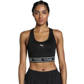 Sujetador deportivo elástico Puma 4Keeps para mujer, color negro, talla S