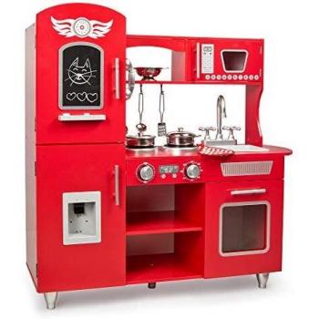 Cocina De Madera Big Red Con Accesorios - Iluminación y Efectos Sonoros