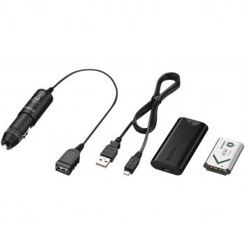 Sony ACCDCBX - Kit de accesorios con adaptador de batería para coche, cable MicroUSB y batería para Action Cam
