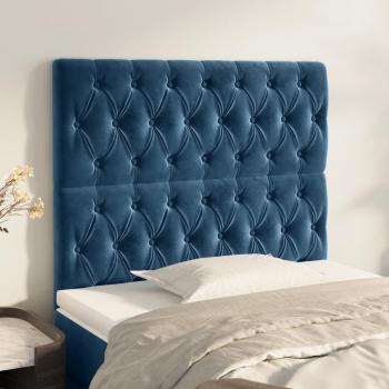 Cabeceros de terciopelo azul oscuro 2 unidades 90x7x78/88 cm