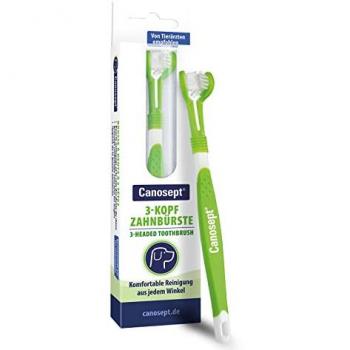 Cepillo Dental Canosept para Perros con 3 Cabezales - Limpieza Eficaz y Cómoda - 2 Unidades