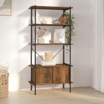 Estantería armario 5 niveles contrachapada y acero 80x40x163 cm Marrón claro, Marrón oscuro, Mueble Almacenaje Estantería para Oficina, Estudio, Dormitorio Estantería/Libr