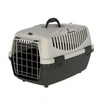 Transportín Gulliver 61 x 40 x 38 cm para perros y gatos, color gris metal, material PVC