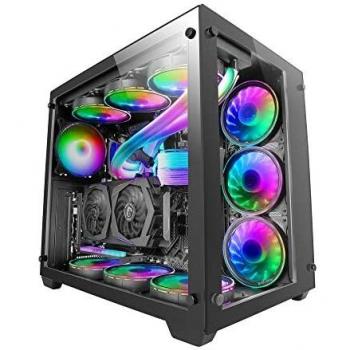 Mars Gaming MCV3 Negro, Torre Gaming Custom XXL E-ATX, Ventana Cristal Templado Lateral y Frontal, Estructura