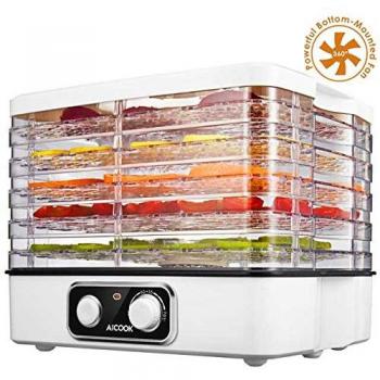 Deshidratador Alimentos Aicook, Deshidratadora De Frutas 5 Bandejas Altura Regulable, 35-70℃ Deshidratador De Alimentos Para Carne, Frutas E Verduras, Libre De BPA E Aptas Para El Lavavajillas, 240W