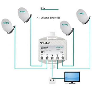 Axing SPU 41-02 DiSEqC 2.0 - Conmutador 4 en 1 para exteriores