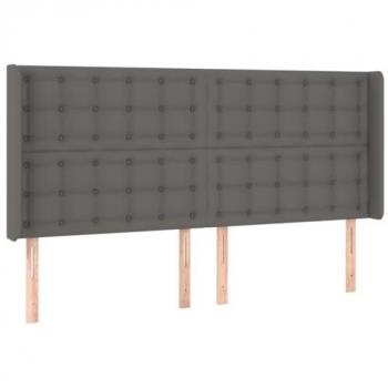 Cabecero con LED cuero sintético gris 203x16x118/128 cm