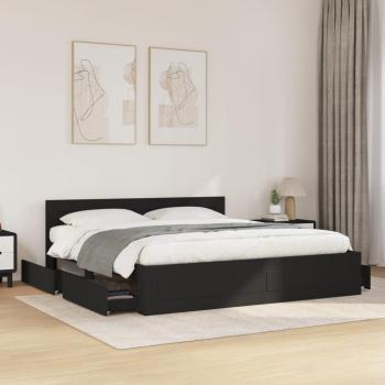 Estructura de cama redonda con cabecero sin colchón negro 180x200 cm Vidaxl