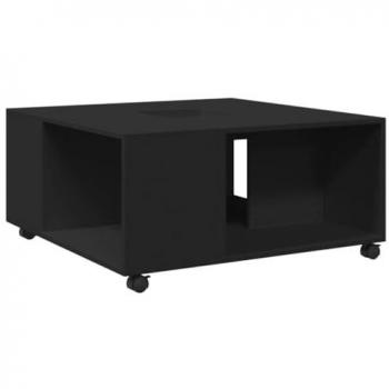 Mesa de centro madera de ingeniería negro 80x80x40 cm