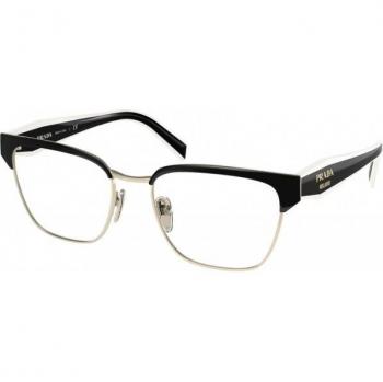 Prada PR 65YV Col. 18A1O1 Women's Eyeglasses Geometric Black, Gold Size 53 (Frame Only), Blue Light Block Available