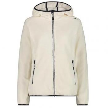 CMP Women's Fleece Hoodie Jacket with Fixed Hood - White (Size 46)