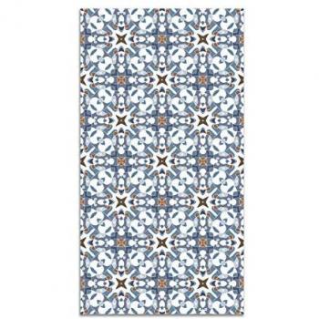 Alfombra Vinílica Antideslizante e Ignífuga Azul Tipo Oriental 160x230 cm - Azulejo Hidráulico para Cocina y Salón